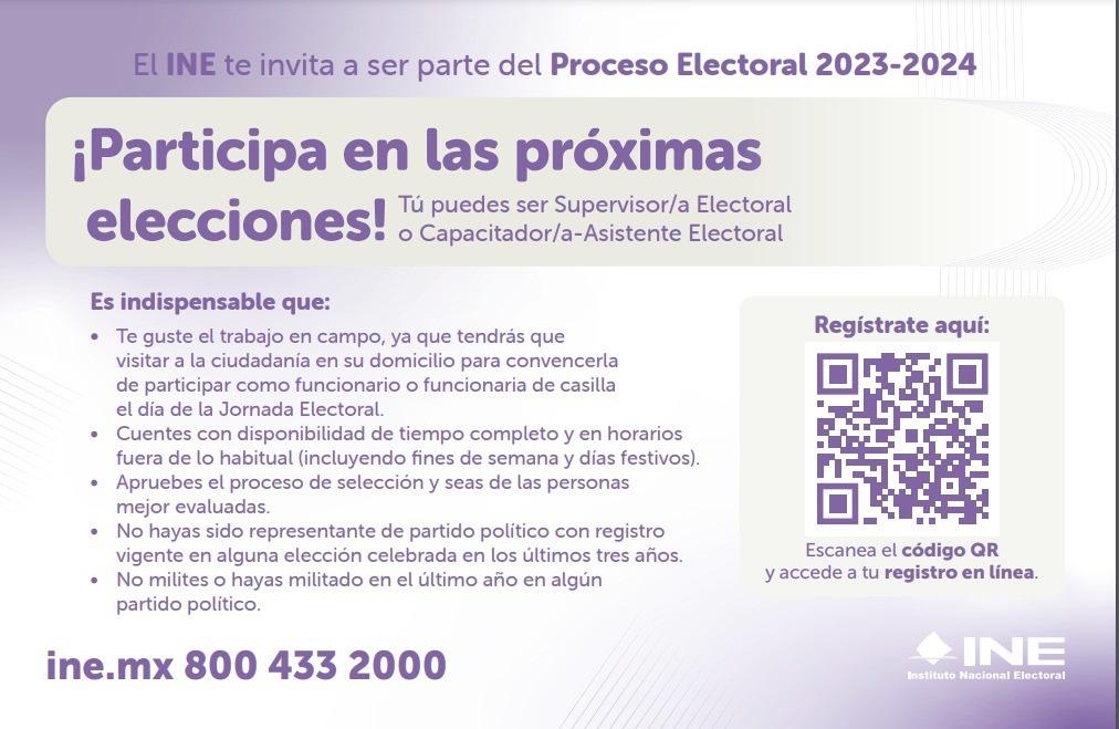 El 28 de noviembre es el último día para inscribirse como supervisor/a o capacitador/a electoral del INE Tlaxcala